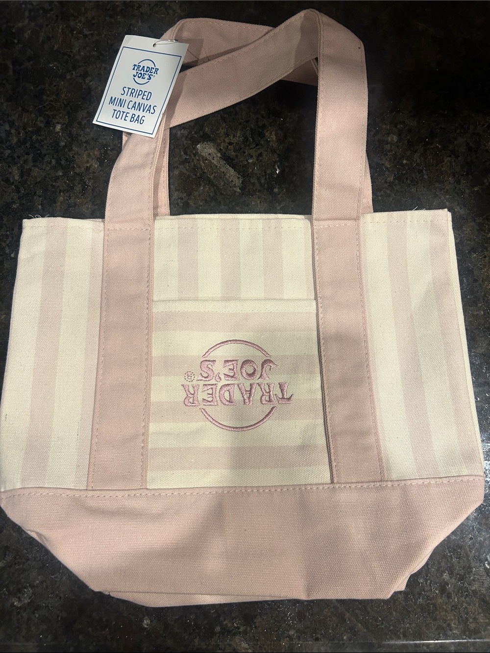 *Misprint* Trader Joe’s Pink Striped Mini Canvas Tote Bag